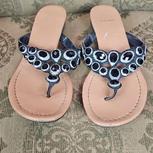 Ann Marino Black and Silver Sandals with Elegant Design